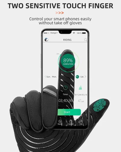 Miniatura 4 de ROCKBROS Guantes de ciclismo de invierno para hombre, guantes térmicos para correr para clima frío, guantes de esquí de invierno, guantes de nieve