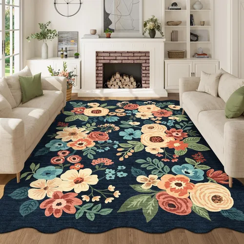 Miniatura 169 de DUKINO Alfombra de área de 6 x 9 pies, alfombra floral para sala de estar, ligera, antideslizante, lavable, alfombra de interior de pelo bajo