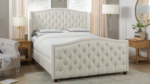 Miniatura 17 de Jennifer Taylor Home Marcella - Cama con respaldo copetudo y orejero, King, blanco brillante Poliéster blanco brillante