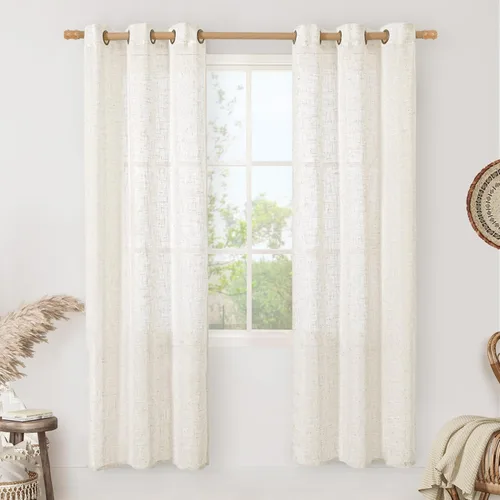 Miniatura 199 de LAMIT Cortinas de lino sintético para dormitorio, paneles filtrantes de luz, cortinas de lino con protección de privacidad con ojales para ventanas