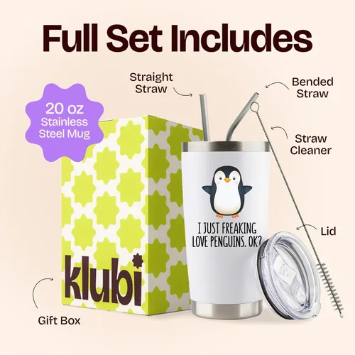 Miniatura 2 de KLUBI Regalos de pingüinos para mujeres, vaso de pingüino de 20 onzas, regalos de Navidad con pingüinos, ideas de regalo, figuras de pingüinos