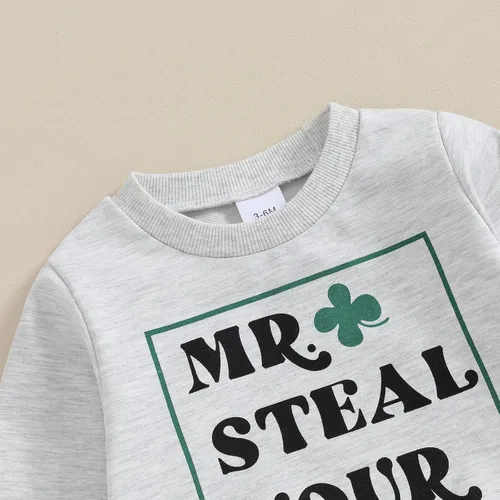 Miniatura 4 de Ropa para el día de San Valentín para bebé, sudadera de manga larga con letras, pantalones deportivos elásticos para otoño e invierno