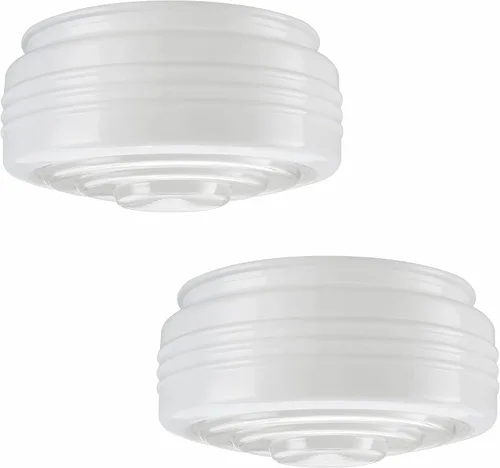 Miniatura 6 de Aspen Creative 25014-60-1, Pantalla de tambor de vidrio blanco y transparente para pasillos, armarios, cocina y baño, tamaño: 8-1/2" D x 4" H