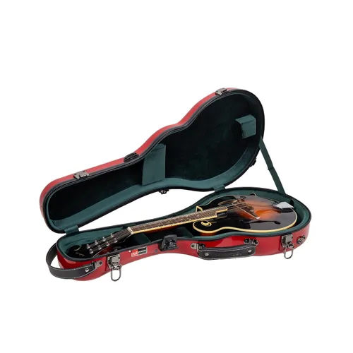 Miniatura 31 de Crossrock Estuche de mandolina de fibra de vidrio – contorneado para estilo F (se adapta a Gibson F5) Brillo plateado, terciopelo verde bosque
