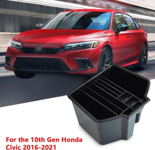Miniatura 7 de Caja de almacenamiento de consola central para Honda Civic de 10ª generación 2016-2021, bandeja de inserción, organizador de automóvil