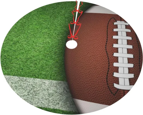 Miniatura 2 de Alfombra de césped de fútbol americano, divertido deporte, verde, 36 pulgadas, falda de árbol de Navidad, tapete, suministros divertidos