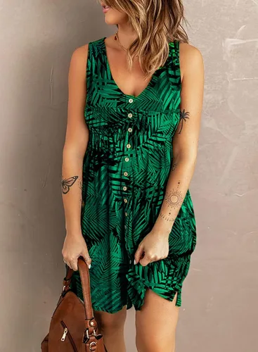 Miniatura 2 de Hount Vestidos casuales de verano para mujer, sin mangas, con botones, para playa, con bolsillos