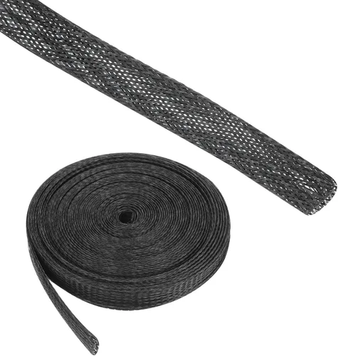 Telar de alambre expandible de PET de 25 pies, 1/2 pulgada, funda de alambre trenzado de PET [para protector de cable de audio y video, oficina en