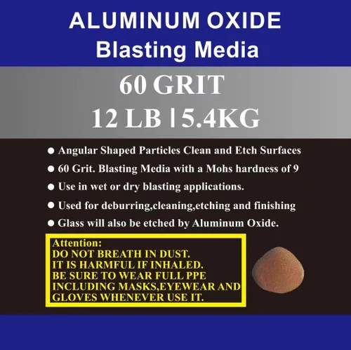 Miniatura 3 de Óxido de aluminio – 12 libras – Medios abrasivos de chorro de arena media a fina para gabinetes de voladura o pistolas de granallado. Grano #60