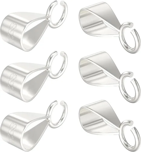 Miniatura 7 de 6 unidades de conector de fianza con cierre deslizante S925 con lazo abierto chapado en oro de 18 quilates de plata de ley 925 para fabricación