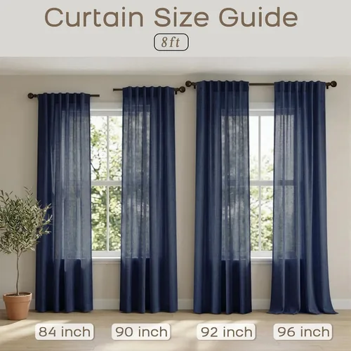 Miniatura 6 de Cortinas azul marino de 90 pulgadas de largo, cortinas azules para sala de estar, dormitorio, juego de 2 paneles, color azul oscuro índigo, filtro