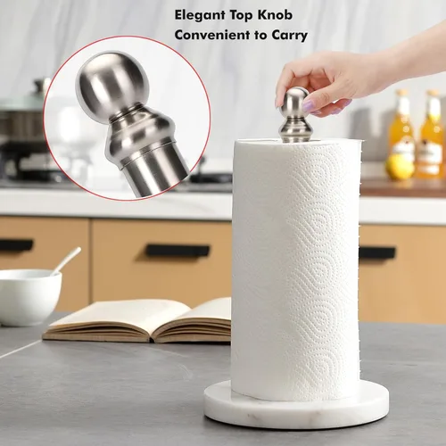 Miniatura 4 de Exilon Soporte para toallas de papel para encimera con base de mármol pesado, soporte de rollo de papel de pie para cocina y baño, con base pesada