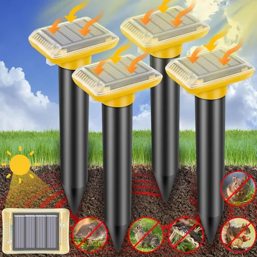 Miniatura 9 de Repelente ultrasónico de topos al aire libre, paquete de 6 repelentes solares para césped y jardín, trampas impermeables para matar topos, repele
