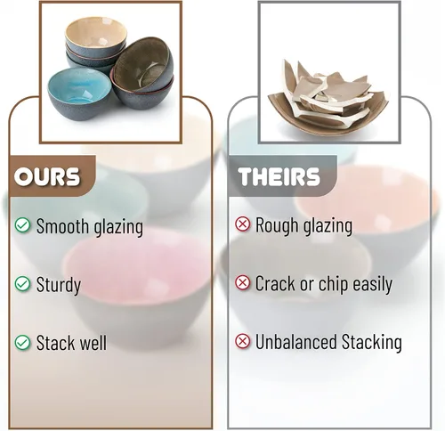 Miniatura 5 de Brew To A Tea BTAT - Cuencos de cerámica para cereales, 29 onzas, paquete de 6, 6.3 pulgadas, colores esmaltados en el interior, cuencos resistentes