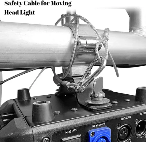 Miniatura 4 de Cable de seguridad para luces de escenario premium, carga de 110 libras y 0.157 in de diámetro, cuerda de seguridad de acero inoxidable de 31.5