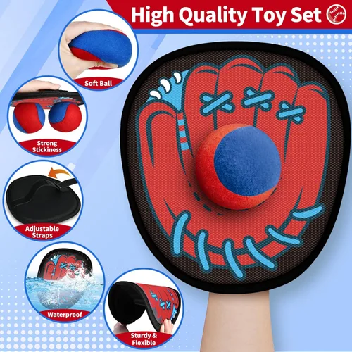 Miniatura 4 de SpringFlower Paquete de 4 juegos de atrapar y lanzar, juego de pelota para atrapar niños pequeños, juego de béisbol para niños, playa y piscina al