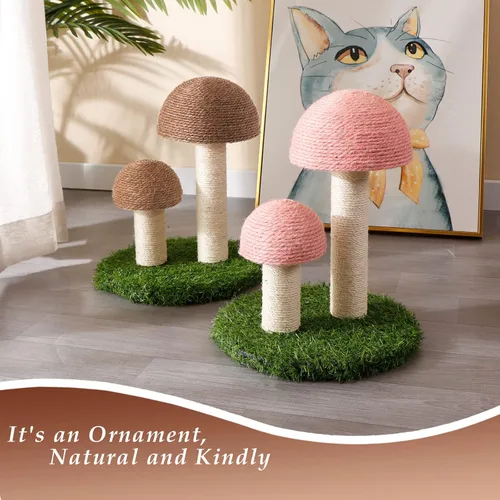 Miniatura 6 de Rascador para gatos, rascador de hongos para gatos con tapas de sisal natural, poste para rascar y base resistente para gatitos y gatos pequeños