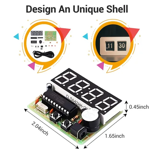Miniatura 5 de MiOYOOW Kits de reloj digital de 4 dígitos con PCB, kit de proyecto de soldadura de reloj de alarma DIY para aprender soldadura electrónica
