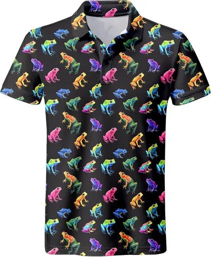 Miniatura 29 de Camisa de golf de los años 80 para hombre, ajuste seco, manga corta, estampada, divertidas, camisas de golf de los años 90 para hombre