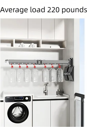Miniatura 7 de Estante de ropa montado en la pared, estante de secado de ropa plegable extendido para dormitorio y baño, estante de secado de ropa elástico