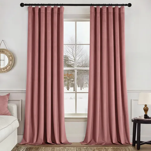 Miniatura 34 de MIULEE Cortinas de terciopelo de 84 pulgadas de largo, juego de 2 paneles para dormitorio, con pestaña trasera plisada, de lujo, aislamiento
