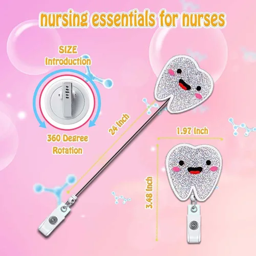 Miniatura 3 de Carrete de insignia de diente dental, accesorios para asistente dental, carretes de insignias de higienista dental, retráctiles para enfermeras
