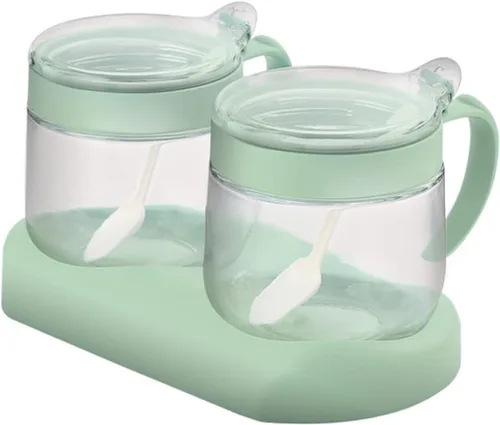 Miniatura 13 de Tarros de especias de condimentos de vidrio, 5.6 onzas/8.6 fl oz, recipiente para especias con tapas y cucharas y bandeja, recipientes de vidrio