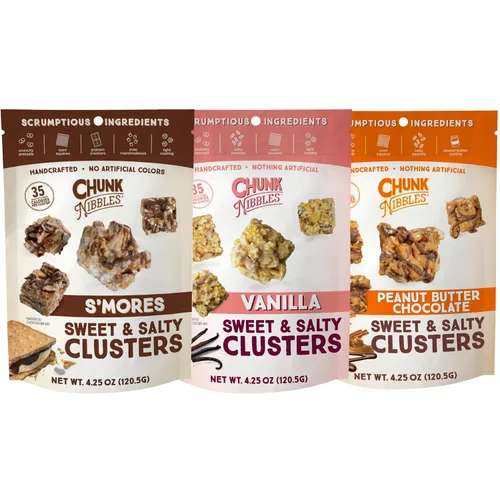 Miniatura 15 de Chunk Nibbles S'mores Snack Clusters - Golosinas inspiradas en fogatas con malvaviscos, galletas Graham, pretzels y chocolate, lote pequeño, hecho a