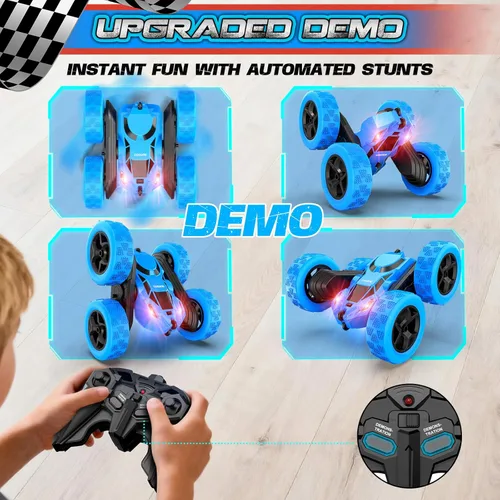 Miniatura 3 de cosone Coche de control remoto, juguetes de autos RC para niños de 6 a 12 años, auto de acrobacias 4WD con luces LED y giros de 360°, 2.4GHz