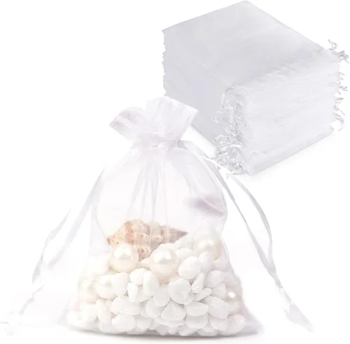 100 bolsas de organza transparente con cordón para recuerdos de boda, fiesta, joyería de recuerdo, dulces, cumpleaños, Navidad, festivales, jabones,