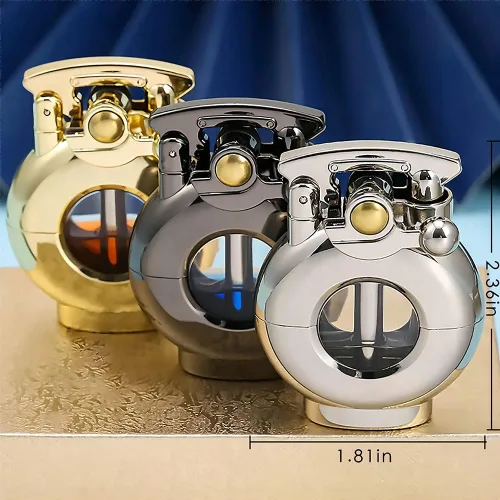 Miniatura 6 de Encendedores de bolsillo antiguo de queroseno, tanque de combustible transparente de llama suave, encendedor de brazo oscilante para colección