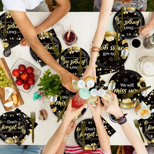 Miniatura 7 de 50 Invitados Lo Extrañaremos Platos y Servilletas Suministros de Fiesta Decoración de Despedida Juego Desechable de Vajilla de Pastel de Papel