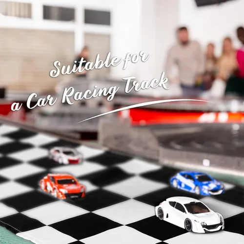 Miniatura 2 de Breling Paquete de 2 manteles de mesa a cuadros en blanco y negro con bandera de carreras de poliéster, para fiesta de té, suministros de picnic
