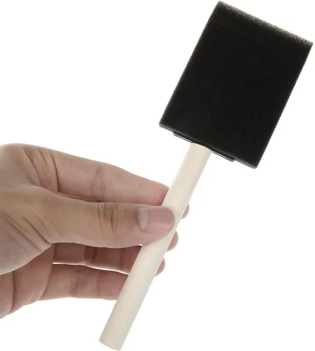 Miniatura 5 de Paquete de 100 pinceles de espuma de 2 pulgadas, pinceles de espuma a granel con mango de madera, esponja para pintura, acrílicos, manchas, Paquete