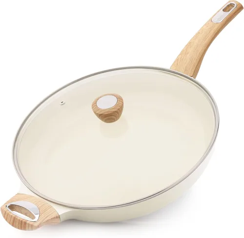 Miniatura 12 de SENSARTE Sartén de Cerámica Antiadherente con Tapa de 11 Pulgadas, Sartén de Tortilla sin Stick, Sartén de Cocina Saludable y no Tóxica, Libre