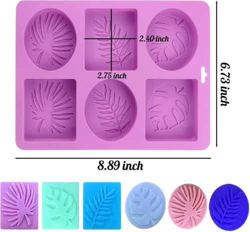 Miniatura 3 de Paquete de 2 moldes de silicona para jabón, diseños de hojas tropicales y estilo hawaiano para hacer jabón hecho a mano, moldes de silicona Jabón