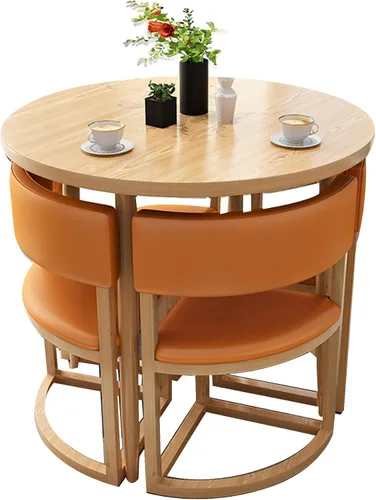 Miniatura 20 de Mesa de cocina y sillas para 4, juego de mesa redonda de comedor para 4, negociación de conferencias pequeñas, 1 mesa y 4 sillas, mesas de café