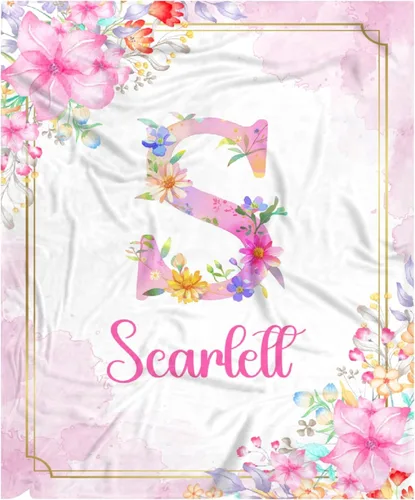 Miniatura 70 de Manta de bebé personalizada para niñas y niños pequeños, recién nacidos, regalos personalizados de vaca floral con nombre y texto, 40 x 30 pulgadas