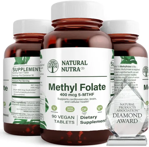 Natural Nutra Activo Metil Folato Suplemento con Quatrefolic, L-5-MTHF, Apoya el Sistema Inmunológico, Apoya la Salud del Cerebro, Salud