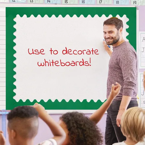Miniatura 3 de Borde festoneado para bordes de anuncios, calcomanías para la parte posterior a la decoración, borde negro para aula, oficina, pizarra, decoración