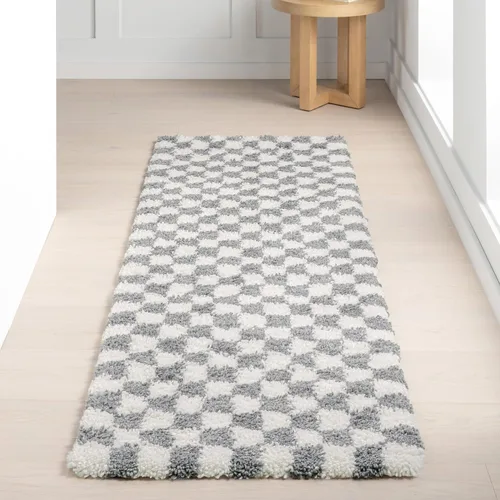 Miniatura 16 de nuLOOM Adelaide Gris Claro/Crema, 3 x 5 pies, a cuadros, shag, suave y acogedor, para alto tráfico, resistente a las manchas, fácil de limpiar
