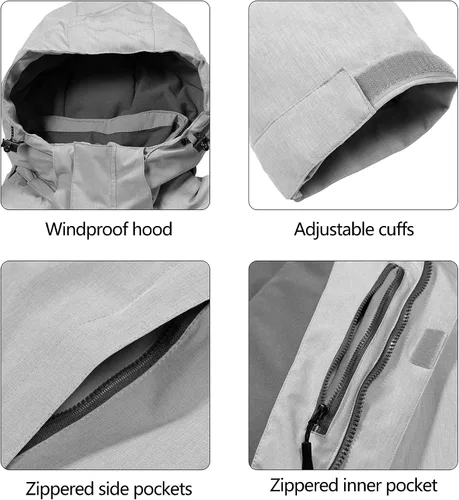 Miniatura 6 de Little Donkey Andy Chaqueta impermeable de esquí y snowboard para mujer, abrigo cálido resistente al viento con capucha desmontable