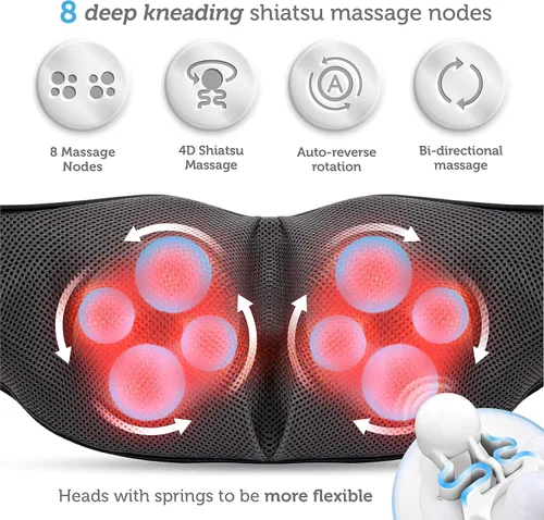 Miniatura 5 de COMFIER Masajeador de cuello Shiatsu y almohada de masaje