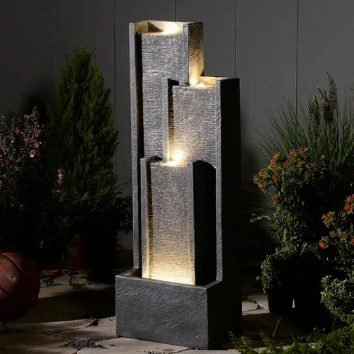 Miniatura 9 de Bumilgar Fuente de Agua para Exteriores de 35.4" de Altura, Fuentes y Cascadas Modernas para Exteriores, Fuente de Pie para Interiores con Luces LED
