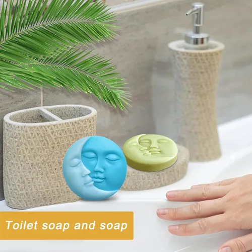 Miniatura 4 de Newmemo Sun & Moon Moldes de jabón de silicona con cara de luna creciente, moldes de jabón de silicona para manualidades para barra de loción
