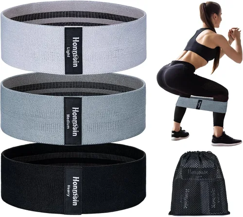 Honmein Bandas de Resistencia para Entrenamiento, Juego de Bandas de Ejercicio de 3 Niveles para Mujeres y Hombres, Bandas de Caderas, Piernas y