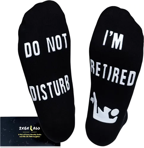 ZXGXLAW Regalos de cumpleaños para papá, hombres, marido, abuelo, mujer, idea del día del padre, Navidad, Do Not Disturb I'm Retired Funny Socks,