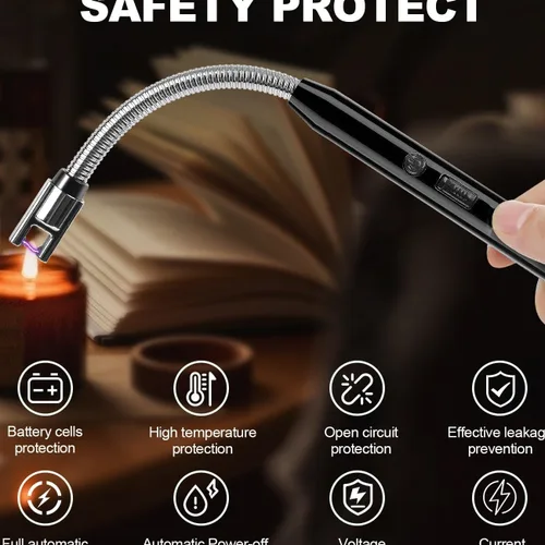 Miniatura 2 de Paquete de 2 encendedores eléctricos de velas – Arco de plasma recargable por USB, resistente al viento, sin llama con cuello flexible para velas