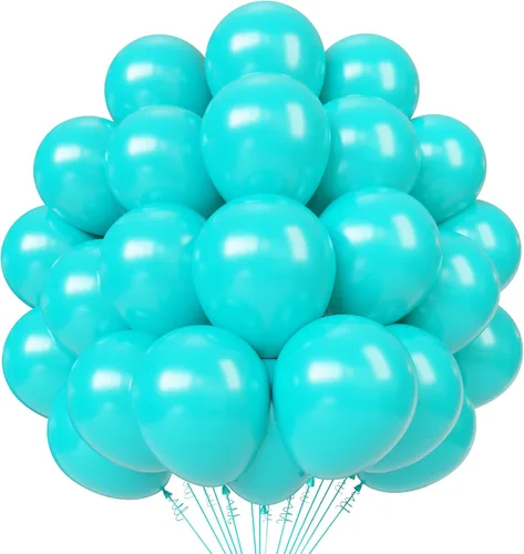 Miniatura 2 de Globos de látex verde azulado, 55 globos de 12 pulgadas con 1 cinta para cumpleaños, graduación, baby shower, decoración de fiesta de boda Globos
