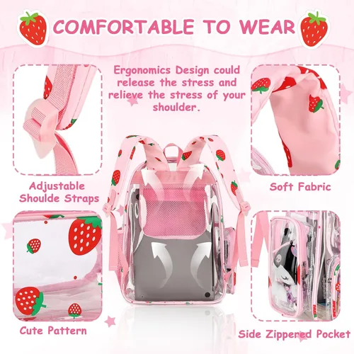 Miniatura 169 de CAMTOP Mochila transparente resistente y transparente para estudiantes, escuela, trabajo, festival, viajes, deportes, Beige, Mediana, Camtop Mochila